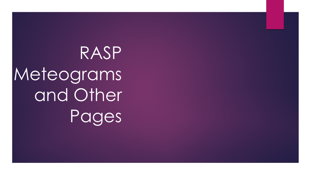 RASP Meteograms and Other Pages